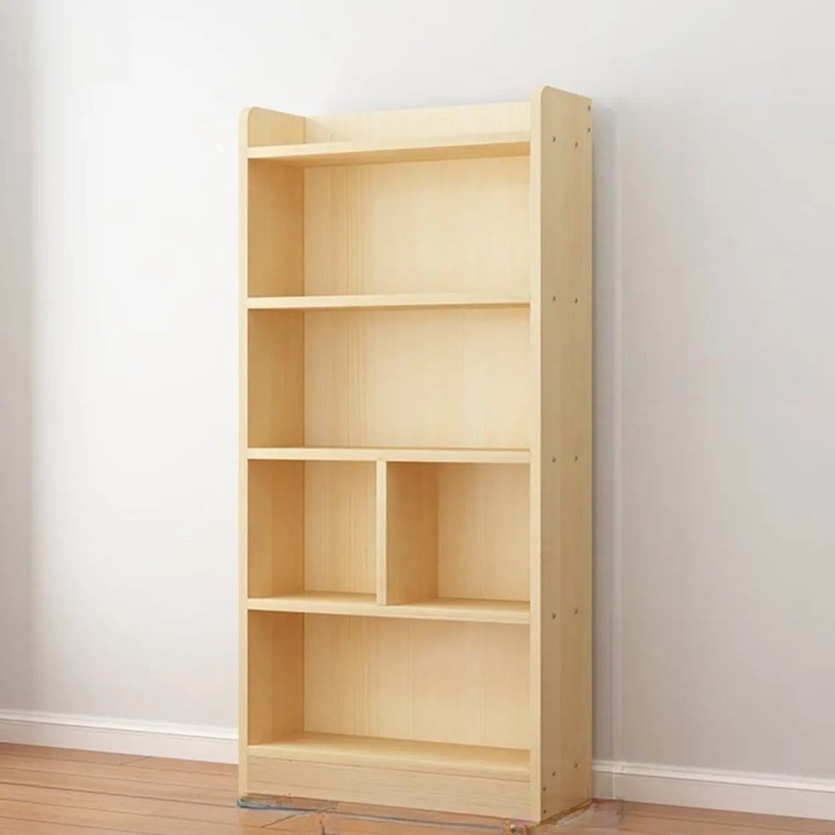 Modern Natural Pine Vertical Wooden Narrow Bookcase Image - 10