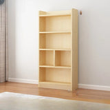 Modern Natural Pine Vertical Wooden Narrow Bookcase Image - 11