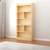Modern Natural Pine Vertical Wooden Narrow Bookcase Image - 13