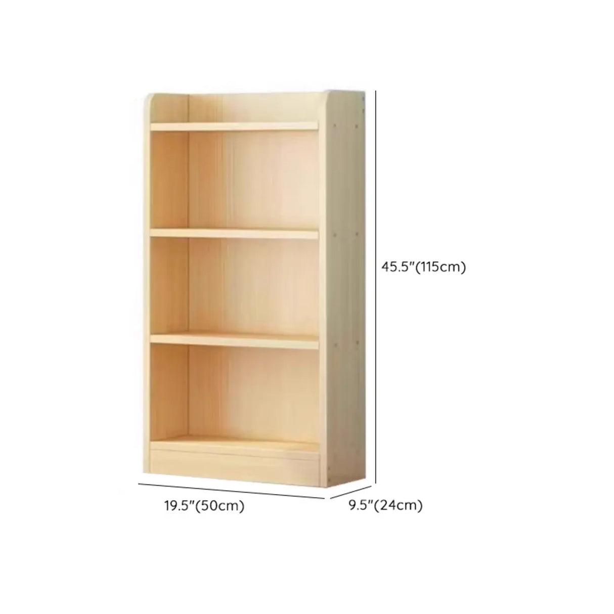 Modern Natural Pine Vertical Wooden Narrow Bookcase 