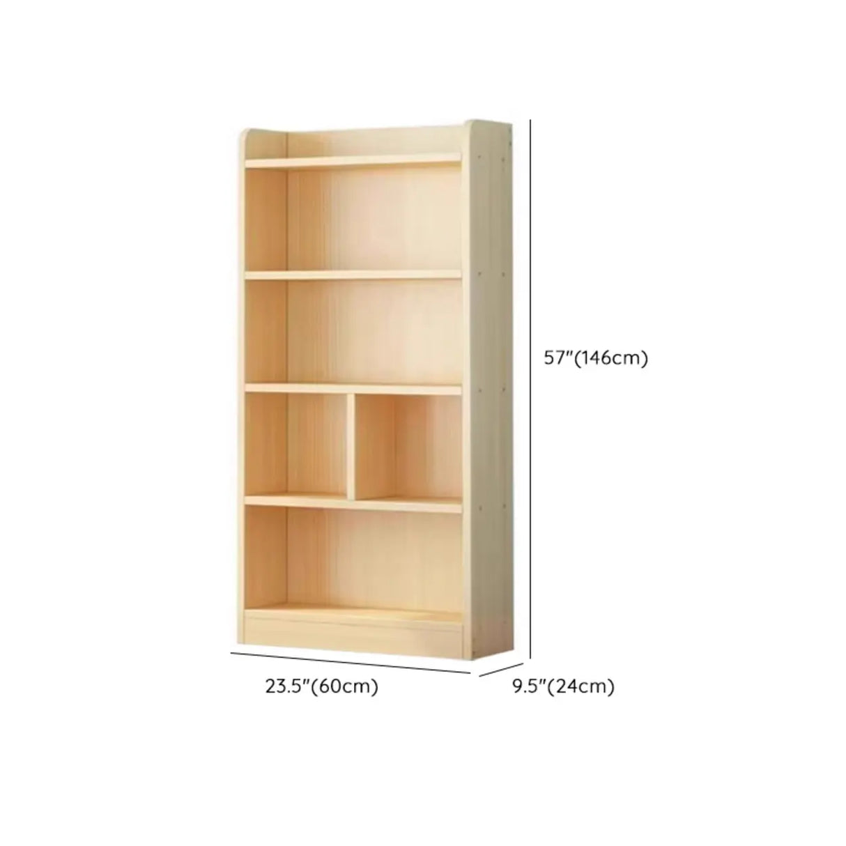 Modern Natural Pine Vertical Wooden Narrow Bookcase Image - 18