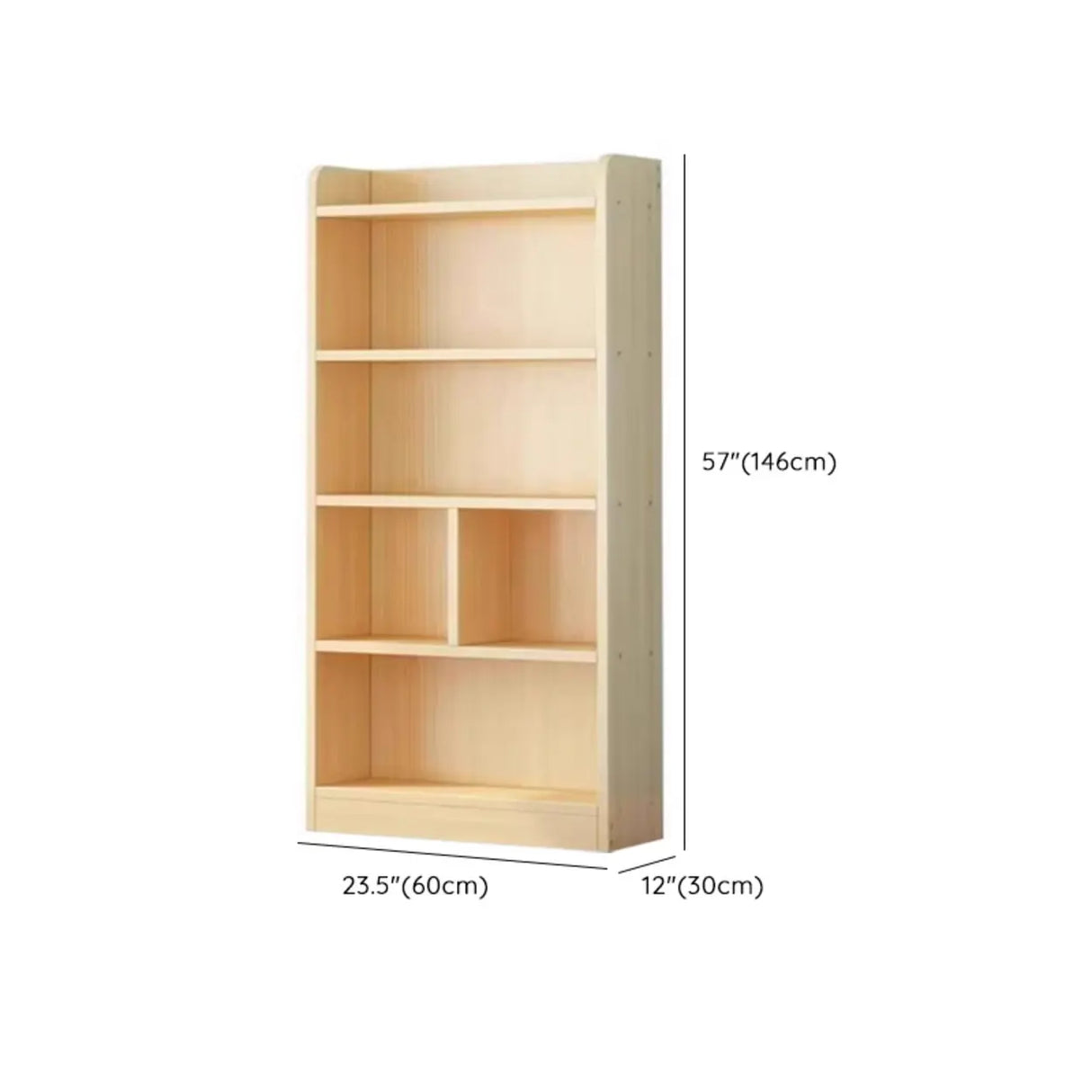Modern Natural Pine Vertical Wooden Narrow Bookcase Image - 24