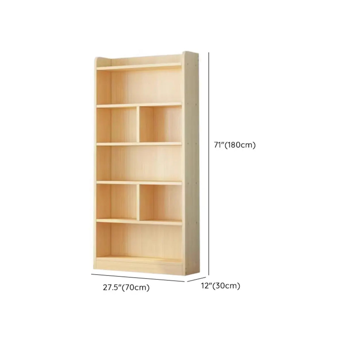 Modern Natural Pine Vertical Wooden Narrow Bookcase Image - 26