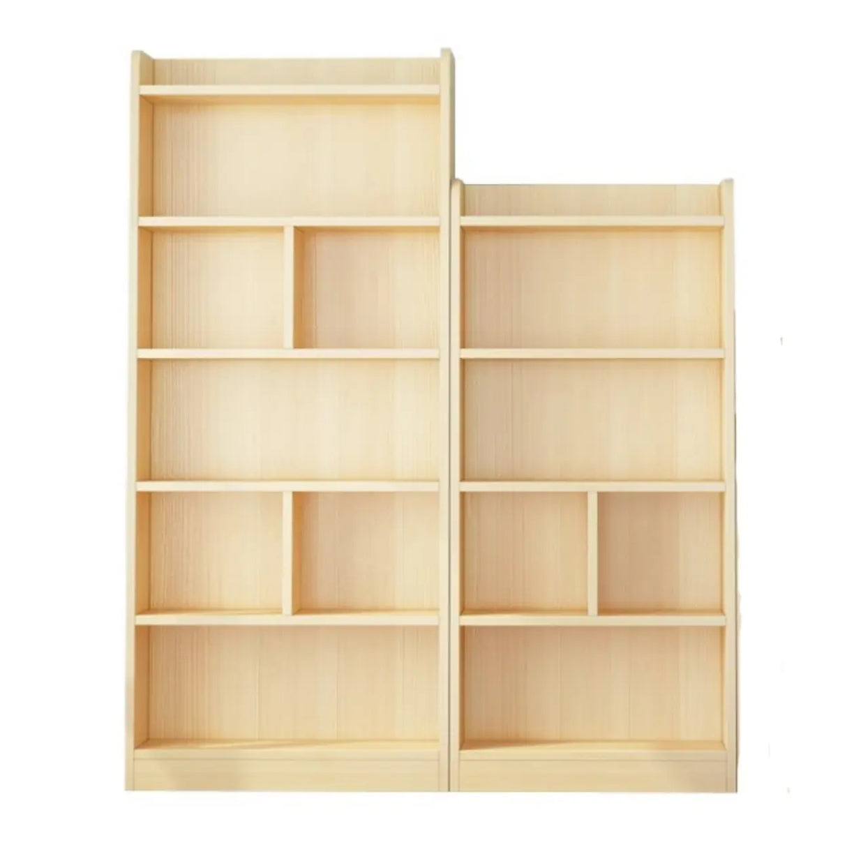 Modern Natural Pine Vertical Wooden Narrow Bookcase Image - 5