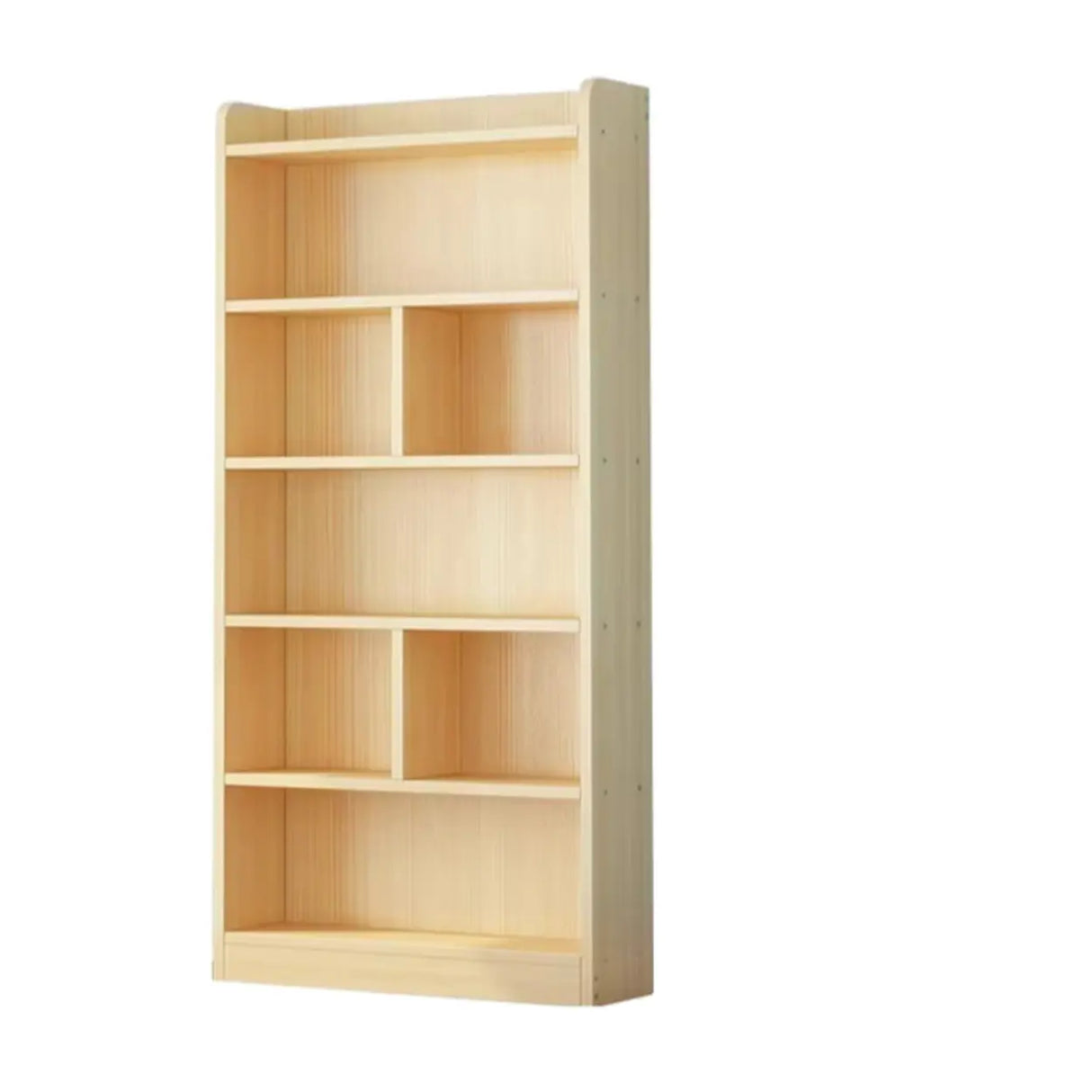 Modern Natural Pine Vertical Wooden Narrow Bookcase Image - 9