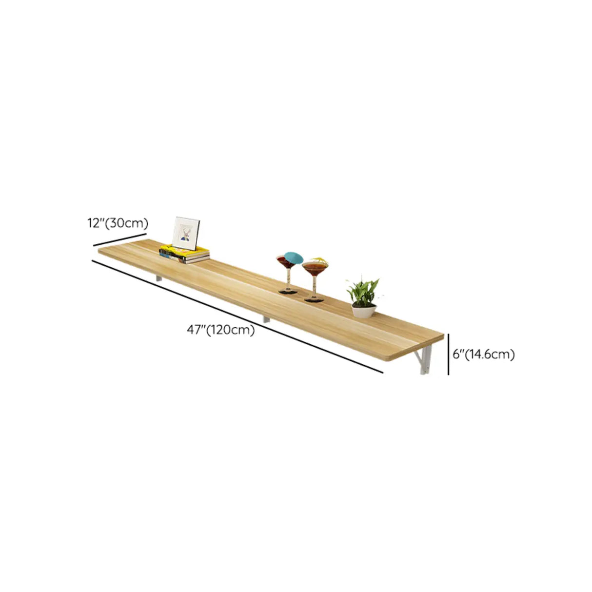 Modern Natural Rectangular Wood Wall-Mounted Bar Table Image - 10