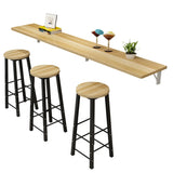 Modern Natural Rectangular Wood Wall-Mounted Bar Table Image - 3