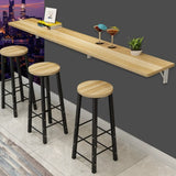 Modern Natural Rectangular Wood Wall-Mounted Bar Table Image - 4