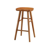 Modern Natural Wood Counter Height Bar Stool With Footrest Image - 10