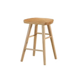 Modern Natural Wood Counter Height Bar Stool With Footrest Image - 2