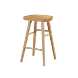 Modern Natural Wood Counter Height Bar Stool With Footrest Image - 3