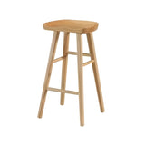 Modern Natural Wood Counter Height Bar Stool With Footrest Image - 5