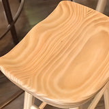 Modern Natural Wood Counter Height Bar Stool With Footrest Image - 6