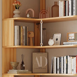 Modern Natural Wood Finish L-shape Corner Bookcase Image - 11