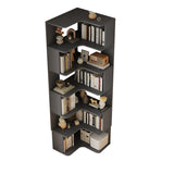 Modern Natural Wood Finish L-shape Corner Bookcase Image - 15