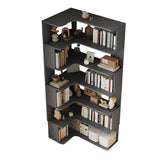 Modern Natural Wood Finish L-shape Corner Bookcase Image - 17