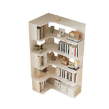 Modern Natural Wood Finish L-shape Corner Bookcase Image - 19