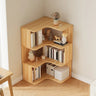 Modern Natural Wood Finish L-shape Corner Bookcase Image - 3