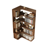 Modern Natural Wood Finish L-shape Corner Bookcase Image - 30