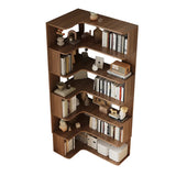 Modern Natural Wood Finish L-shape Corner Bookcase Image - 31