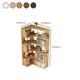 Modern Natural Wood Finish L-shape Corner Bookcase Image - 37