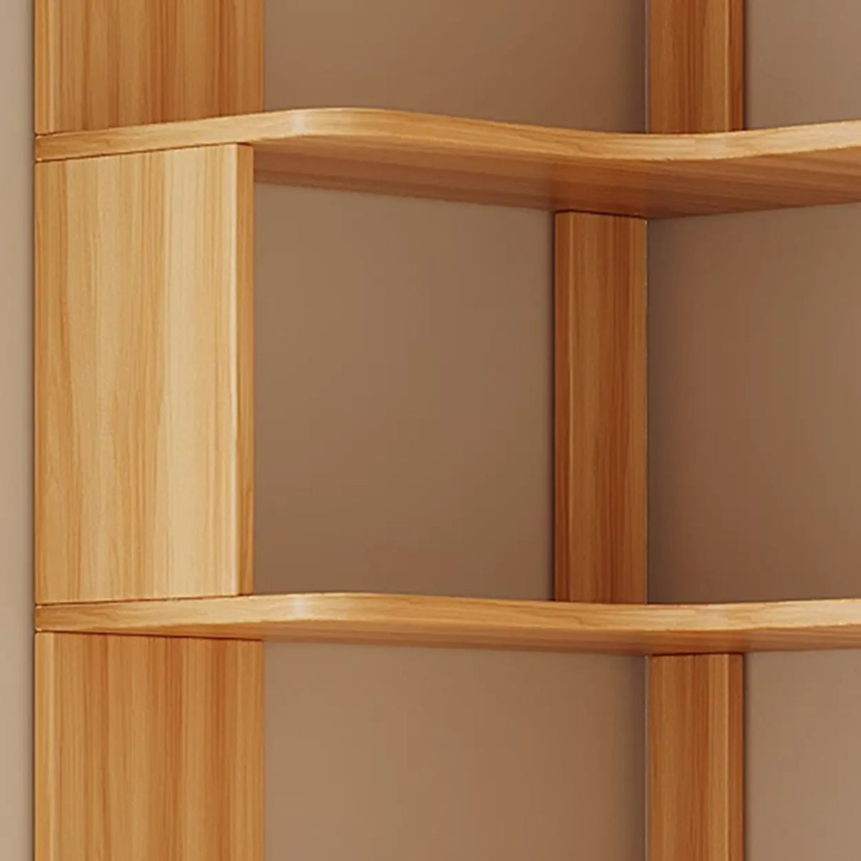 Modern Natural Wood Finish L-shape Corner Bookcase Image - 6