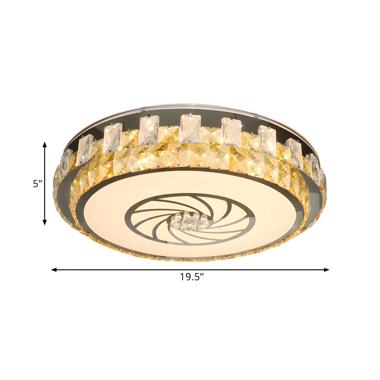 Modern Nickel Drum Beveled Crystal LED Flush Mount Lamp 