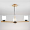 Modern Nordic Wood and Transparent Glass Cylinder Chandelier Image - 5