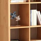 Modern Oak Vertical Multi-Size Wood Etagere Bookcase Image - 10