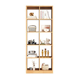 Modern Oak Vertical Multi-Size Wood Etagere Bookcase Image - 3
