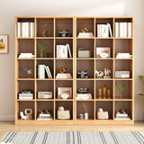 Modern Oak Vertical Multi-Size Wood Etagere Bookcase Image - 6
