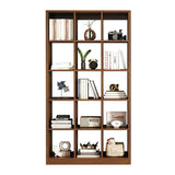 Modern Oak Vertical Multi-Size Wood Etagere Bookcase Image - 8