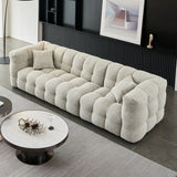 Modern Off-White Sherpa Tuxedo Arm Biscuit Back Sofa Image - 1