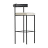 Modern Off-White Upholstered Low Back Metal Frame Bar Stools Image - 2