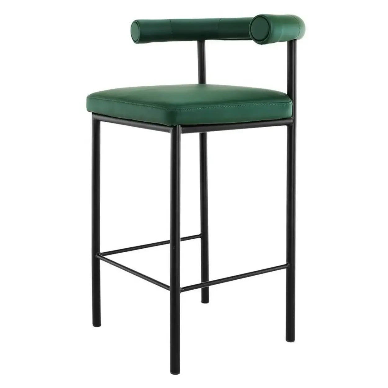 Modern Off-White Upholstered Low Back Metal Frame Bar Stools Image - 8