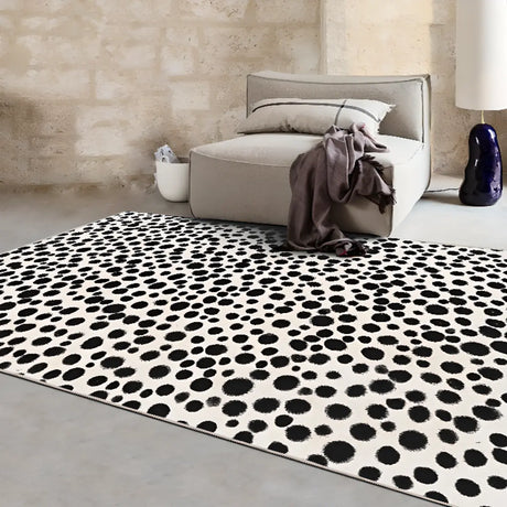 Modern Ombre Polka Dot Microfibre Black Area Rug Image - 2