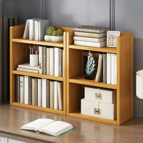 Modern Open Back Desktop Storage Rack Bamboo Bookcase Image - 1