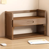 Modern Open Back Desktop Storage Rack Bamboo Bookcase Image - 17