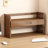 Modern Open Back Desktop Storage Rack Bamboo Bookcase Image - 18