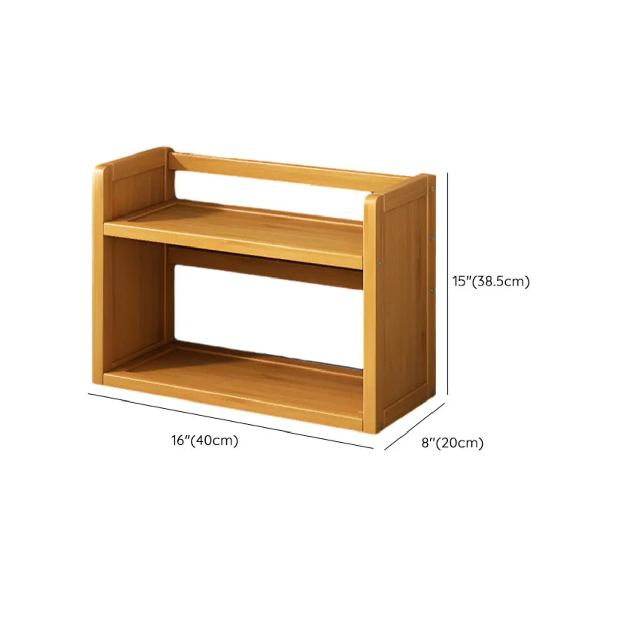 Modern Open Back Desktop Storage Rack Bamboo Bookcase 