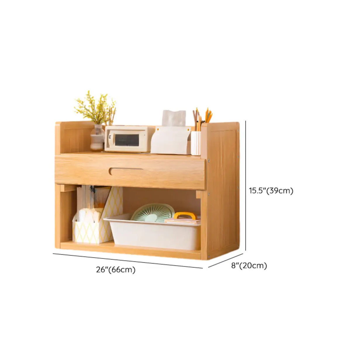 Modern Open Back Desktop Storage Rack Bamboo Bookcase Image - 30