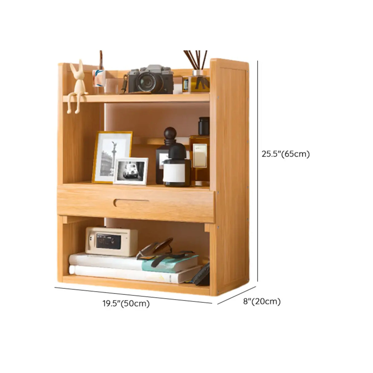 Modern Open Back Desktop Storage Rack Bamboo Bookcase Image - 32