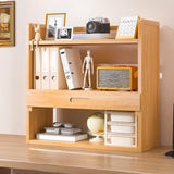 Modern Open Back Desktop Storage Rack Bamboo Bookcase Image - 7