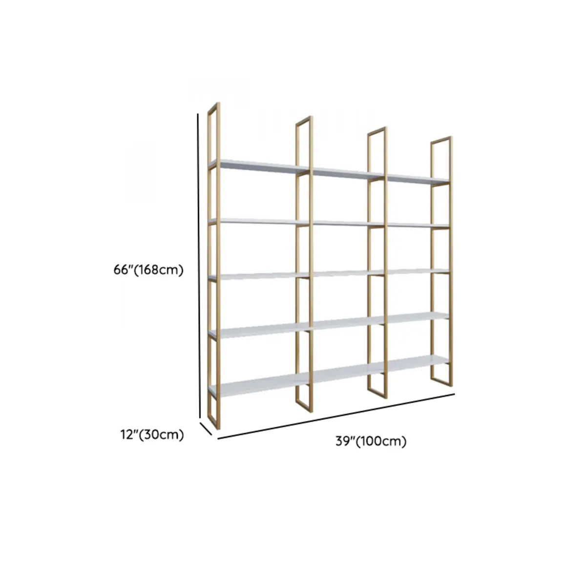 Modern Open-Back Iron Framed Etagere Bookcase Gold Image - 10