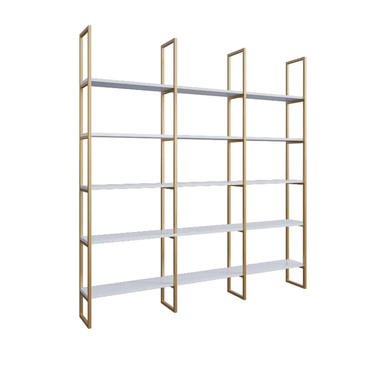 Modern Open-Back Iron Framed Etagere Bookcase Gold Image - 4