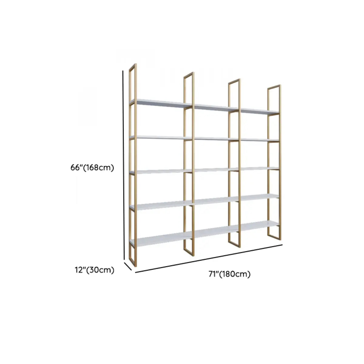 Modern Open-Back Iron Framed Etagere Bookcase Gold Image - 7