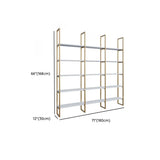 Modern Open-Back Iron Framed Etagere Bookcase Gold Image - 7