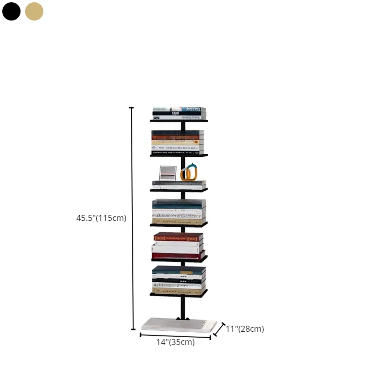 Modern Open Back Metal Narrow Display Spine Bookshelf 