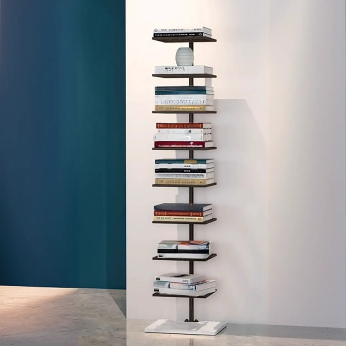 Modern Open Back Metal Narrow Display Spine Bookshelf Image - 6