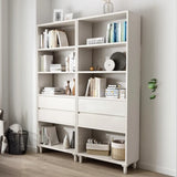Modern Open Back Neutral Wood Double Drawers Bookcase Image - 4